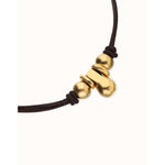 Leather Necklace with Three 18k Gold-Plated Spheres – COL2064MAROROU-UNO de 50-Renee Taylor Gallery