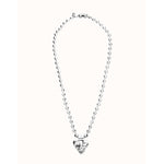 Silver Long Necklace with Beads and Heart Detail - COL2067MTL0000U-UNO de 50-Renee Taylor Gallery
