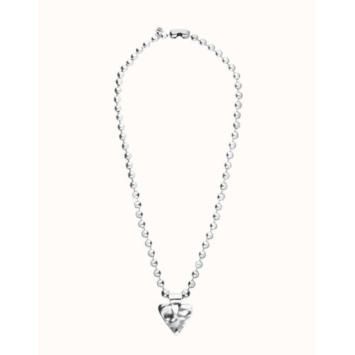 Silver Long Necklace with Beads and Heart Detail - COL2067MTL0000U-UNO de 50-Renee Taylor Gallery