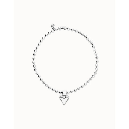 Silver Bead Necklace with Heart Detail - COL2068MTL0000U-UNO de 50-Renee Taylor Gallery