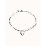 Silver Bead Necklace with Heart Detail - COL2068MTL0000U-UNO de 50-Renee Taylor Gallery