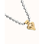 Silver Bead Necklace with Golden Heart Detail - COL2068OROMTL0U-UNO de 50-Renee Taylor Gallery