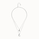 Silver Double Necklace with Two Hearts - COL2070MTL0000U-UNO de 50-Renee Taylor Gallery