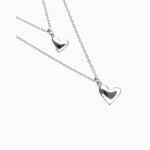 Silver Double Necklace with Two Hearts - COL2070MTL0000U-UNO de 50-Renee Taylor Gallery