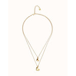 Golden Double Necklace with Two Hearts - COL2070ORO0000U-UNO de 50-Renee Taylor Gallery