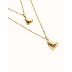 Golden Double Necklace with Two Hearts - COL2070ORO0000U-UNO de 50-Renee Taylor Gallery