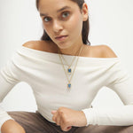 Gold and Blue Core Necklace - COL2072AZUORO0U-UNO de 50-Renee Taylor Gallery