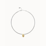 Silver Necklace with Small Golden Heart Detail - COL2074OROMTL0U-UNO de 50-Renee Taylor Gallery