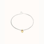 Silver Necklace with Small Golden Heart Detail - COL2074OROMTL0U-UNO de 50-Renee Taylor Gallery