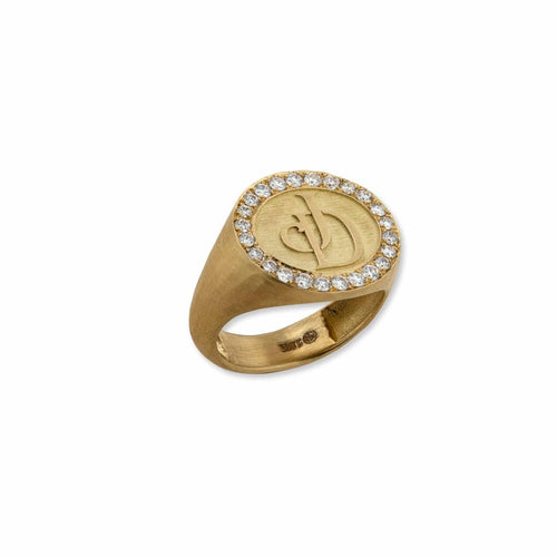 "jd" Cachet 18K Hammered Matte Ring with Diamond by Lika Behar