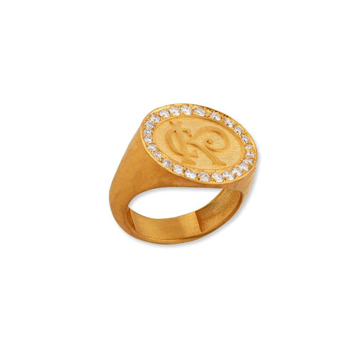 "ck" Cachet All Gold Ring with Diamonds by Lika Behar