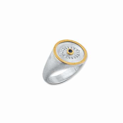 Cachet Signet Eye Ring with Diamond & Sapphire by Lika Behar
