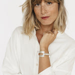 Balance Leather Bracelet - Silver Plated, Camel Leather - B0134 MCA00-CXC-Renee Taylor Gallery