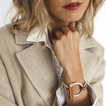 Sotavento Leather Bracelet - Silver Plated, Camel Leather - B0142 MCA00-CXC-Renee Taylor Gallery