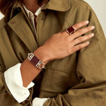 Omega Alejandra Bracelet - Silver Plated, Bordeaux Methacrylate - B0167 MKB03-CXC-Renee Taylor Gallery