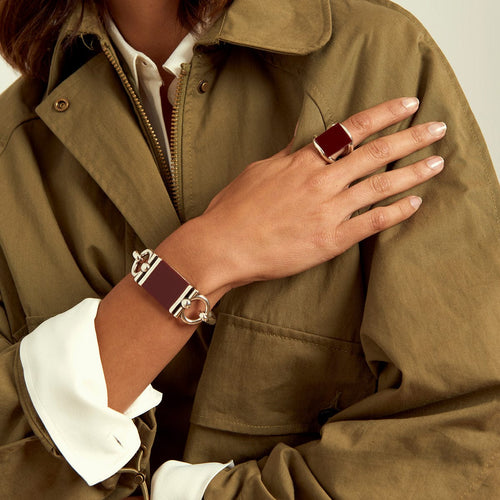 Omega Alejandra Bracelet - Silver Plated, Bordeaux Methacrylate - B0167 MKB03-CXC-Renee Taylor Gallery