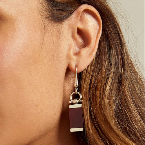 Omega Alejandra Earrings - Silver Plated, Burgundy Methacrylate - E0105 MKB00-CXC-Renee Taylor Gallery