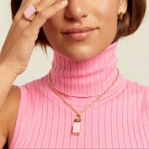 Mini Omega Alejandra Necklace - Gold Plated, Burgundy Methacrylate - N0130 OKR00-CXC-Renee Taylor Gallery