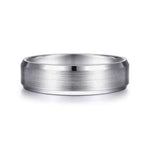 14K White Gold 6mm - Satin Finish Men's Wedding Band with Beveled Edge - MBM0123-60W4JJJ-Gabriel & Co.-Renee Taylor Gallery