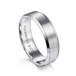 14K White Gold 6mm - Satin Finish Men's Wedding Band with Beveled Edge - MBM0123-60W4JJJ-Gabriel & Co.-Renee Taylor Gallery