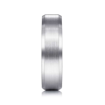 14K White Gold 6mm - Satin Finish Men's Wedding Band with Beveled Edge - MBM0123-60W4JJJ-Gabriel & Co.-Renee Taylor Gallery