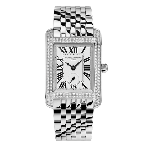 Carrée Lady’s Quartz Small Seconds Diamond Stainless Steel White Dial Watch – FC-235S2CD6B-Frederique Constant-Renee Taylor Gallery