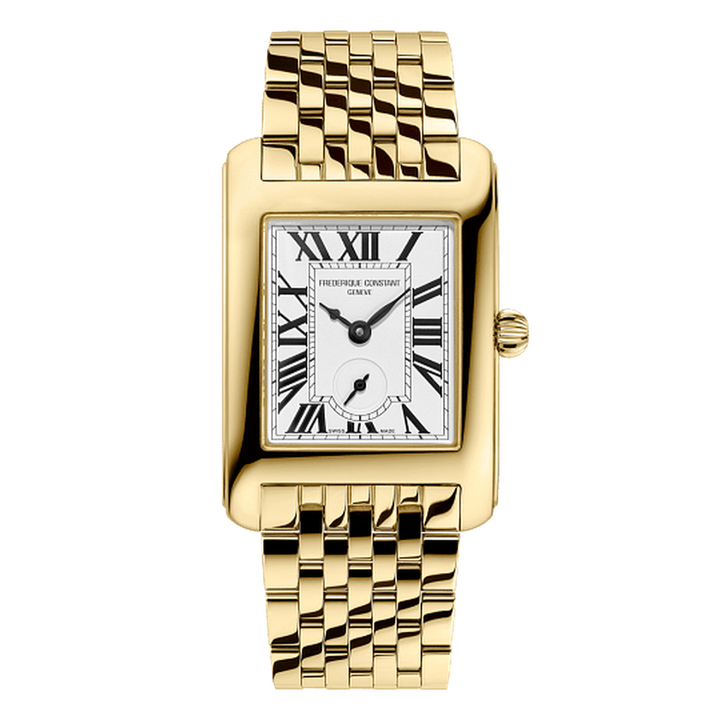 Carrée Lady’s Quartz Small Seconds Gold Stainless Steel White Dial Watch – FC-235S2C5B-Frederique Constant-Renee Taylor Gallery