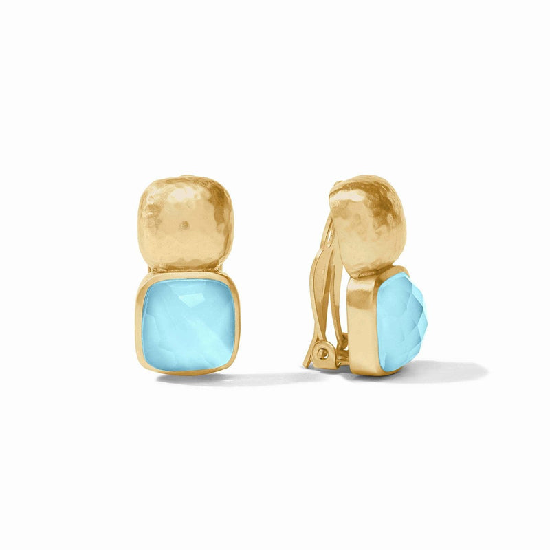 Catalina Clip Earrings - Iridescent Capril Blue-Julie Vos-Renee Taylor Gallery