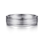 14K White Gold 6mm - Men's Wedding Band in Satin Finish - MBM0127-60W4JJJ-Gabriel & Co.-Renee Taylor Gallery