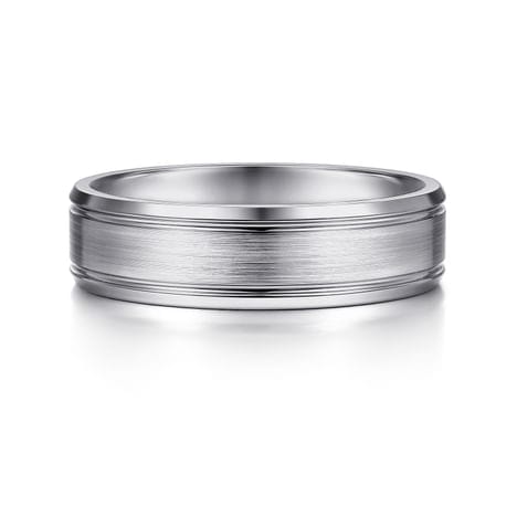 14K White Gold 6mm - Men's Wedding Band in Satin Finish - MBM0127-60W4JJJ-Gabriel & Co.-Renee Taylor Gallery