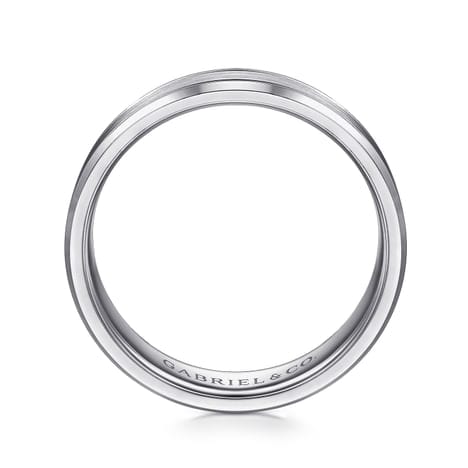 14K White Gold 6mm - Men's Wedding Band in Satin Finish - MBM0127-60W4JJJ-Gabriel & Co.-Renee Taylor Gallery