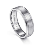 14K White Gold 6mm - Men's Wedding Band in Satin Finish - MBM0127-60W4JJJ-Gabriel & Co.-Renee Taylor Gallery