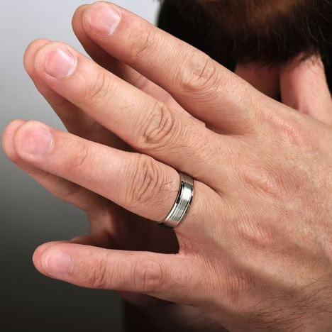 14K White Gold 6mm - Men's Wedding Band in Satin Finish - MBM0127-60W4JJJ-Gabriel & Co.-Renee Taylor Gallery