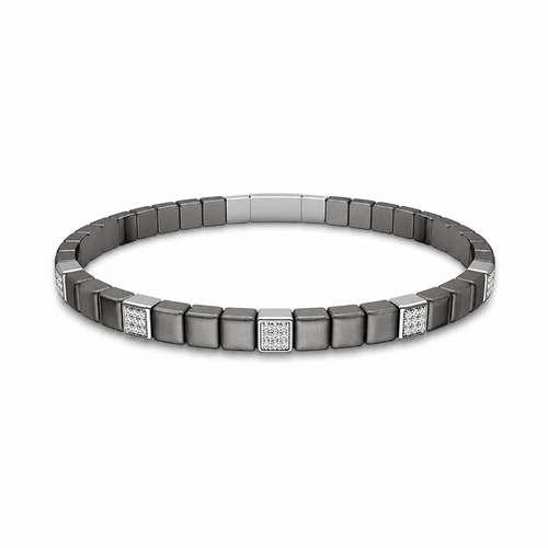 14K White Gold, Gray Titanium and Diamond Bangle - FSBG6013S8GTNW7C-IDD LUXE-Renee Taylor Gallery