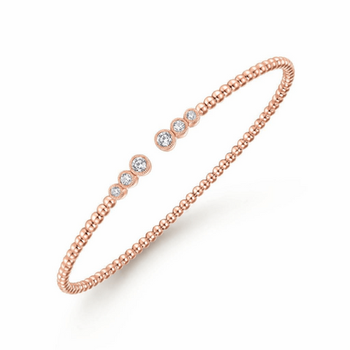 14K Rose Gold Bujukan Split Cuff Bracelet with Diamonds - BG4120-62K45JJ-Gabriel & Co.-Renee Taylor Gallery