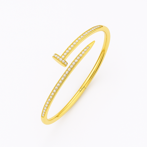 14K Yellow Gold Diamond Nail Bangle - BD0733-310-Heera Moti-Renee Taylor Gallery