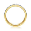 14K White-Yellow 6mm - Engraved Men's Wedding Band in Satin Finish - MBM0119-60M4JJJ-Gabriel & Co.-Renee Taylor Gallery