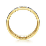 14K White-Yellow 6mm - Engraved Men's Wedding Band in Satin Finish - MBM0119-60M4JJJ-Gabriel & Co.-Renee Taylor Gallery