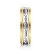 14K White-Yellow 6mm - Engraved Men's Wedding Band in Satin Finish - MBM0119-60M4JJJ-Gabriel & Co.-Renee Taylor Gallery