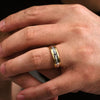 14K White-Yellow 6mm - Engraved Men's Wedding Band in Satin Finish - MBM0119-60M4JJJ-Gabriel & Co.-Renee Taylor Gallery