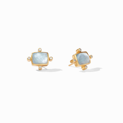 Clara Stud Earrings - Iridescent Chalcedony Blue-Julie Vos-Renee Taylor Gallery