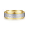 14K White-Yellow Gold 7mm - Beveled Edge Men's Wedding Band in Diamond Scratch Finish - MBM0152-70M4JJJ-Gabriel & Co.-Renee Taylor Gallery
