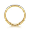 14K White-Yellow Gold 7mm - Beveled Edge Men's Wedding Band in Diamond Scratch Finish - MBM0152-70M4JJJ-Gabriel & Co.-Renee Taylor Gallery