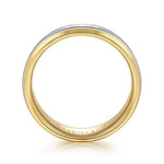 14K White-Yellow Gold 7mm - Beveled Edge Men's Wedding Band in Diamond Scratch Finish - MBM0152-70M4JJJ-Gabriel & Co.-Renee Taylor Gallery