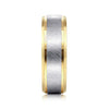 14K White-Yellow Gold 7mm - Beveled Edge Men's Wedding Band in Diamond Scratch Finish - MBM0152-70M4JJJ-Gabriel & Co.-Renee Taylor Gallery