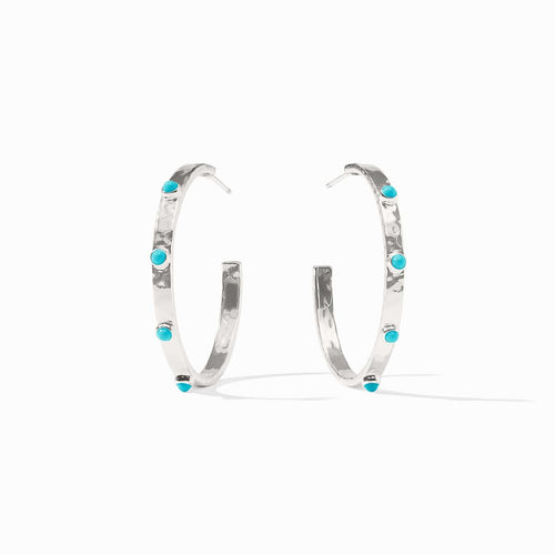 Crescent Stone Hoop Earrings-Turquoise Blue - HP036STQ-Julie Vos-Renee Taylor Gallery