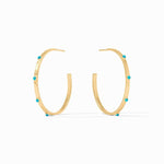 Crescent Stone Turquoise Blue Hoop Earrings - HP036GTQ-Julie Vos-Renee Taylor Gallery