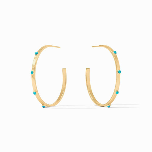 Crescent Stone Turquoise Blue Hoop Earrings - HP036GTQ-Julie Vos-Renee Taylor Gallery