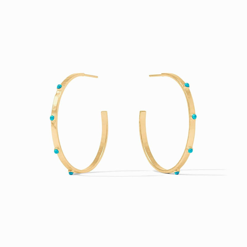 Crescent Stone Turquoise Blue Hoop Earrings - HP036GTQ-Julie Vos-Renee Taylor Gallery