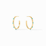 Crescent Stone Turquoise Blue Hoop Earrings - HP036GTQ-Julie Vos-Renee Taylor Gallery